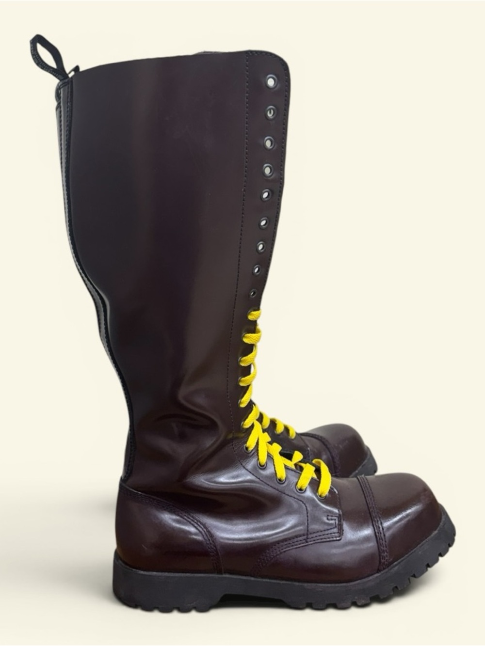 Oxblood Boots & Braces Bordeaux Burgundy Rangers Boots 20 Hole Steel Toe SIZE 8 - Picture 13 of 16